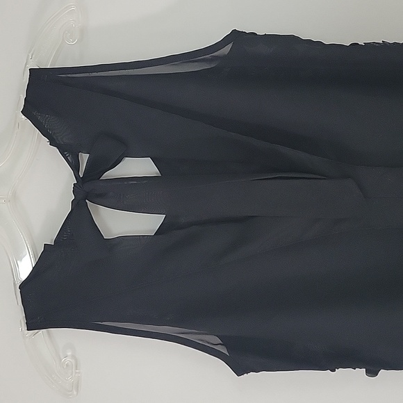 Mendocino Tie up in back Black Flower Sequence Sleeveless Blouse - Picture 4 of 9